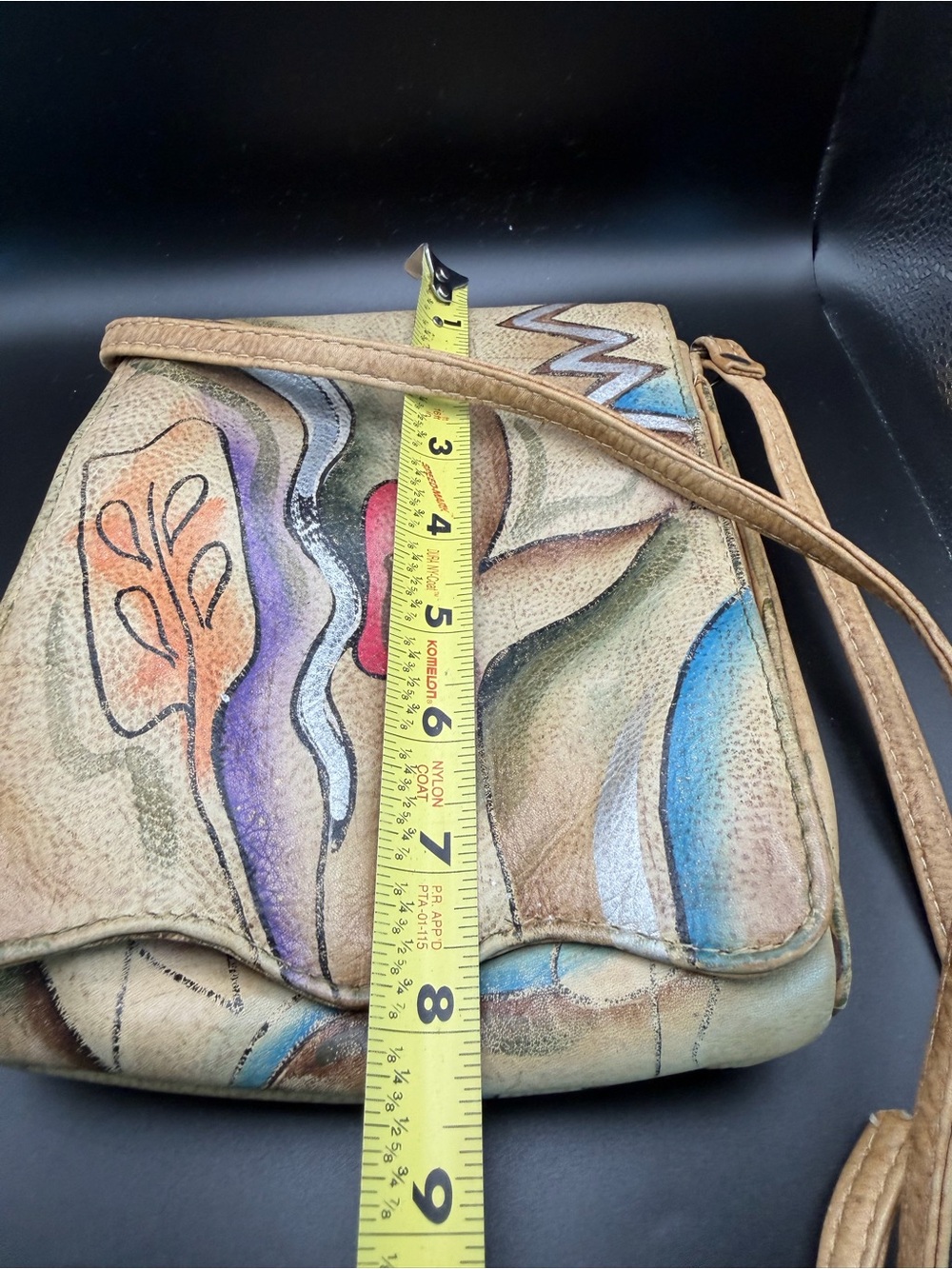 Vintage Sam Sam Vintage Hand-Painted Abstract Leather Crossbody Bag - Picture 11 of 12